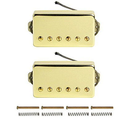 Picture of FLEOR Alnico 5 Electric Guitar Humbucker Pickup Set Bridge & Neck Pickups Golden Fit Gibson Les Paul Guitar Part