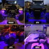 Picture of Winunite 8 Pods RGB LED Rock Lights, 120LEDs Waterproof Music Mode/29 Colors Changing Modes/Voice Mode APP/Remote Control Neon LED Light Kit for Off Road Trucks SUV Car ATV UTV(4Pcs Wires Provided)