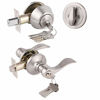 Picture of Satin Nickel Keyed-Alike Door Levers and Single Cylinder Deadbolts Combination Sets Front Door Locksets, with Same Key, Locking Handle with Deadbolt Same Key, 2Pack