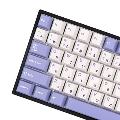 Picture of BGKYPRO Rabbit Theme Keycaps-Thermal Sublimation PBT Keycap Set,Japanese Radical, for Mechanical Keyboards, Full 135 Key Set, Cherry Profile, English (US) Layout-Purple White