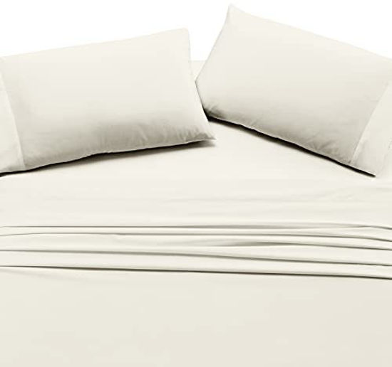 Picture of California Design Den High Thread Count Full Sheets - Ivory 4 Piece Sheet Set, 500 Thread Count 100% Extra Long Staple Cotton, Luxury Finish Sateen Weave Bedding, Deep Pocket Fits Mattress 16 Inches