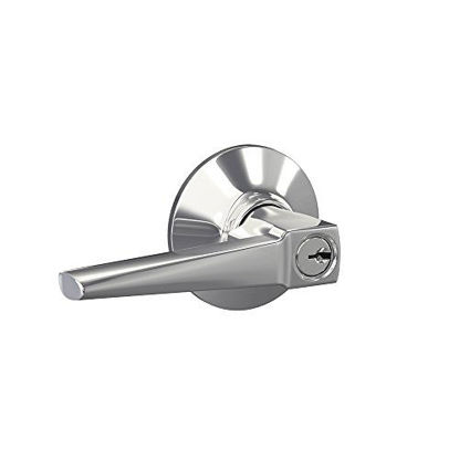 Picture of SCHLAGE F51A ELR 625 PLY Eller Lever with Plymouth Trim Keyed Entry Lock, Bright Chrome