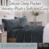 Picture of Velvet Plush Sheet and Pillowcase Set with Extra Deep Pockets | Extra Soft Micro Fleece Sheet Set | Ultra Plush and Cozy Warmth | Velvety Soft Heavyweight | Tribeca Collection (Queen, Dark Grey)