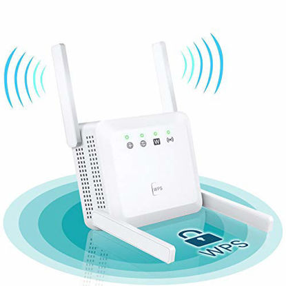 Picture of WiFi Extender - WiFi Repeater, WiFi Booster Covers Up to 2500 Sq.ft and 30 Devices, Up to 1200Mbps, 2.4G&5G WiFi Repeater with 2 Ethernet Port, Wireless Signal Booster for Home