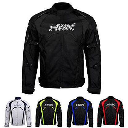 Picture of Motorcycle Jacket Men's Riding HWK Textile Racing Motorbike Hi-Vis Biker CE Armored Waterproof Jackets (Red, S)