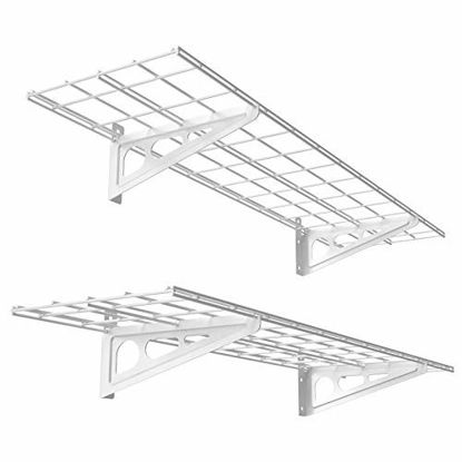 Picture of FLEXIMOUNTS 2-Pack 1x4ft 12-inch-by-48-inch Wall Shelf Garage Storage Rack Wall Mounted Floating Shelves, White