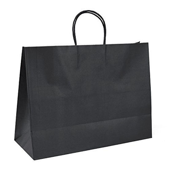 Picture of Black Gift Bags 16x6x12"100Pcs GSSUSA Sturdy Shopping Bags,Party Bags,Merchandise bag, Kraft Bags, Retail Bags, Black Paper Bags with Handles