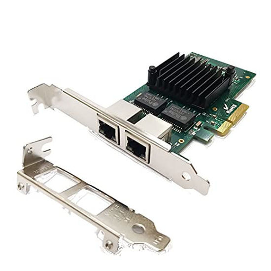 Picture of HINYSENO Dual Port RJ-45 10/100/1000Mbps PCI-Express x 4 Gigabit Ethernet Server Adapter Dual Port Network Interface Controller Card for I350AM2 Chipset, Compare to Intel I350-T2