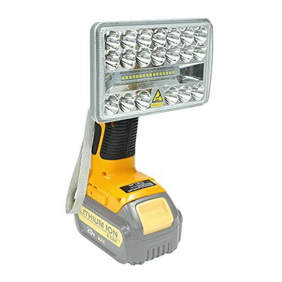 Picture of Cordless LED Work Light Powered by Dewalt 20V MAX Lithium Ion Batteries Hiesuan 18W 2000LM Handheld Flashlight Jobsite Light Rechargeable Outdoor Light with 110 Degree Pivoting Head