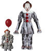 Picture of Creepy Clown Costume Kids Halloween Cosplay Outfit With Scary Mask Full Sets Masquerade Party (Silver, Small)