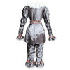 Picture of Creepy Clown Costume Kids Halloween Cosplay Outfit With Scary Mask Full Sets Masquerade Party (Silver, Small)