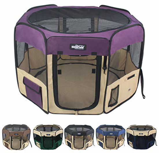 Picture of EliteField 2-Door Soft Pet Playpen, Exercise Pen, Multiple Sizes and Colors Available for Dogs, Cats and Other Pets (48" x 48" x 32"H, Purple+Beige)