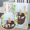 Picture of Brandream Nursery Bedding for Boys Animal Party Baby Comforter Crib Set 3 Piece with Elephant, Girafee, Fox, Lions Print