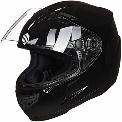 Picture of ILM Youth Kids Full Face Motorcycle Street Bike Helmet DOT Approved (Gloss Black,Medium)