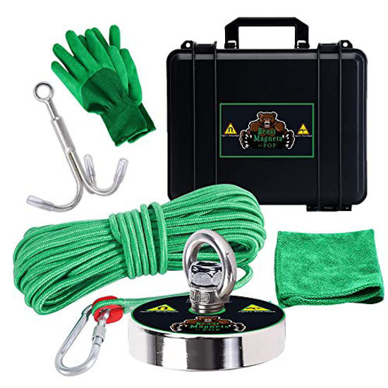 GetUSCart- 660LBs Magnet Fishing Kit - A Complete Magnet Fishing Kit with  Case Includes Strong Neodymium N52 Magnet, Durable 65ft Rope, Carabiner,  Gloves, Grappling Hook & Waterproof Case