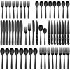 Picture of 48 Pcs Black Silverware Set, NETANY Black Flatware Set, Food-Grade Stainless Steel Cutlery Set for 8, Tableware Eating Utensils, Mirror Finished, Dishwasher Safe