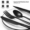 Picture of 48 Pcs Black Silverware Set, NETANY Black Flatware Set, Food-Grade Stainless Steel Cutlery Set for 8, Tableware Eating Utensils, Mirror Finished, Dishwasher Safe