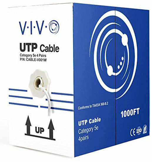 Picture of VIVO White 1,000ft Bulk Cat5e, CCA Ethernet Cable, 24 AWG, UTP Pull Box, Cat-5e Wire, Indoor, Network Installations CABLE-V001W