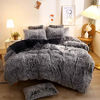 Picture of XeGe Plush Shaggy Duvet Cover Luxury Ultra Soft Crystal Velvet Bedding 1PC(1 Faux Fur Duvet Cover),Zipper Closure (Queen, Black Ombre)