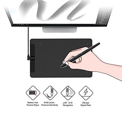 Picture of VEIKK VK1060 Drawing Tablet, 10 x 6 Inch Graphics Tablet with 8 Shortcut Keys, 8192 Levels Battery Free Pen Supports Tilt Function, Work for Digital Art Drawing, Animation, Design or Online Work