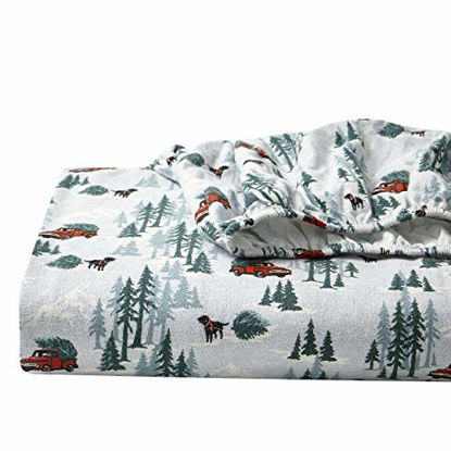 Picture of Eddie Bauer - Flannel Collection - 100% Premium Cotton Bedding Sheet Set, Pre-Shrunk & Brushed For Extra Softness, Comfort, and Cozy Feel, King, Tree Farm