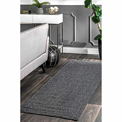 Picture of nuLOOM Wynn Braided Indoor/Outdoor Runner Rug, 2' 6" x 8', Charcoal
