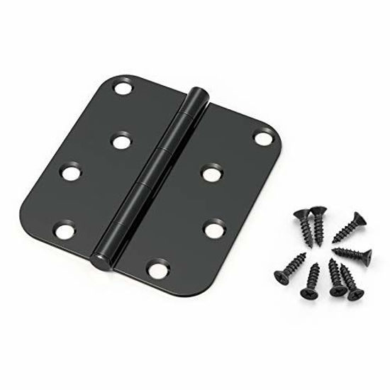 Picture of KNOBWELL 8-Hole 5/8-Inch Radius Door Hinge for Interior and Exterior Door Use, 4-Inch by 4-Inch Matte Black Door Hinges, 30 Pack