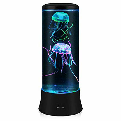 Picture of EDIER LED Fantasy Jellyfish Lava Lamp - Round Real Jellyfish Aquarium Lamp - 7 Color Setting Jellyfish Tank Mood Light - Jellyfish Tank Decorations for Home Office Decor Great Gifts for Kids