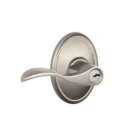 Picture of SCHLAGE Accent Lever with Wakefield Trim Keyed Entry Lock in Satin Nickel - F51A ACC 619 WKF