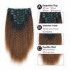 Picture of Sassina 12inch Two Tone Kinki Straight Clip ins Seamless Remy Human Hair Clip on Extensions for Black Women,Natural Black Fading to Chocolate Brown 120 Grams with 7 Pieces 17 Clips Attached