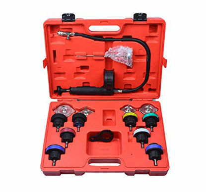 Picture of Auto Cooling System Radiator Color Cap Pressure Tester Kit Pump Gauge Adapter HD 15PCS