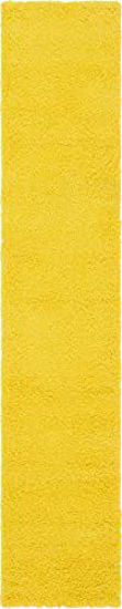 Picture of Unique Loom Solo Solid Shag Collection Area Modern Plush Rug Lush & Soft, 2' 6 x 13' 0, Tuscan Sun Yellow