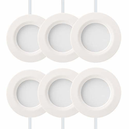 Picture of GETINLIGHT Dimmable LED Puck Lights Kit, Recessed or Surface Mount Design, Soft White 3000K, 12V, 2W (12W Total, 60W Equivalent), White Finished, ETL Listed, (Pack of 6), IN-0102-6-WH