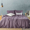 Picture of JELLYMONI Purple 100% Washed Cotton Duvet Cover Set, 3 Pieces Luxury Soft Bedding Set with Buttons Closure. Solid Color Pattern Duvet Cover Cal King Size(No Comforter)