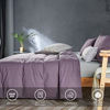 Picture of JELLYMONI Purple 100% Washed Cotton Duvet Cover Set, 3 Pieces Luxury Soft Bedding Set with Buttons Closure. Solid Color Pattern Duvet Cover Cal King Size(No Comforter)