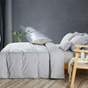 Picture of JELLYMONI Light Grey 100% Washed Cotton Duvet Cover Set, 3 Pieces Luxury Soft Bedding Set with Buttons Closure. Solid Color Pattern Duvet Cover Cal King Size(No Comforter)