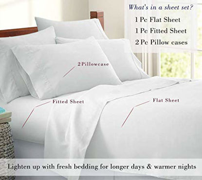 Picture of Mayfair Linen 800 Thread Count 100% Egyptian Cotton Sheets, White King Sheets Set, Long Staple Cotton, Sateen Weave for Soft and Silky Feel, Fits Mattress Upto 18'' DEEP Pocket