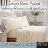 Picture of Velvet Plush Sheet and Pillowcase Set with Extra Deep Pockets | Extra Soft Micro Fleece Sheet Set | Ultra Plush and Cozy Warmth | Velvety Soft Heavyweight | Tribeca Collection (Queen, Off-White)