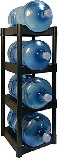 Picture of Bottle Buddy Water Racks - 3 and 5 Gallon Bottles - 4-Tray Jug Storage System - Free-Standing Organizer for Home, Office, Kitchen, Warehouse - Black