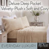 Picture of Velvet Plush Sheet and Pillowcase Set with Extra Deep Pockets | Extra Soft Micro Fleece Sheet Set | Ultra Plush and Cozy Warmth | Velvety Soft Heavyweight | Tribeca Collection (King, Beige)