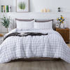 Picture of Andency White Grid Comforter Queen(88x88 Inch), 3 Pieces(1 Plaid Comforter and 2 Pillowcases) White Plaid Comforter Set, Microfiber Down Alternative Comforter Bedding Set