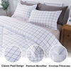 Picture of Andency White Grid Comforter Queen(88x88 Inch), 3 Pieces(1 Plaid Comforter and 2 Pillowcases) White Plaid Comforter Set, Microfiber Down Alternative Comforter Bedding Set