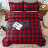 Picture of Andency Red Buffalo Check Comforter Queen(90x90Inch), 3 Pieces (1 Plaid Comforter and 2 Pillowcases) Red Plaid Comforter Set, Lightweight Microfiber Geometric Plaid Comforter Bedding Set