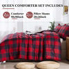 Picture of Andency Red Buffalo Check Comforter Queen(90x90Inch), 3 Pieces (1 Plaid Comforter and 2 Pillowcases) Red Plaid Comforter Set, Lightweight Microfiber Geometric Plaid Comforter Bedding Set