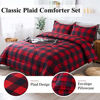 Picture of Andency Red Buffalo Check Comforter Queen(90x90Inch), 3 Pieces (1 Plaid Comforter and 2 Pillowcases) Red Plaid Comforter Set, Lightweight Microfiber Geometric Plaid Comforter Bedding Set