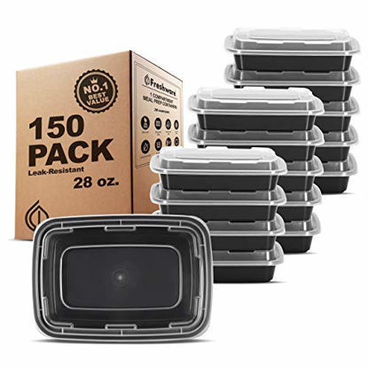 Picture of Freshware Meal Prep Containers [150 Pack] 1 Compartment Food Storage Containers with Lids, Bento Box, BPA Free, Stackable, Microwave/Dishwasher/Freezer Safe (28 oz)