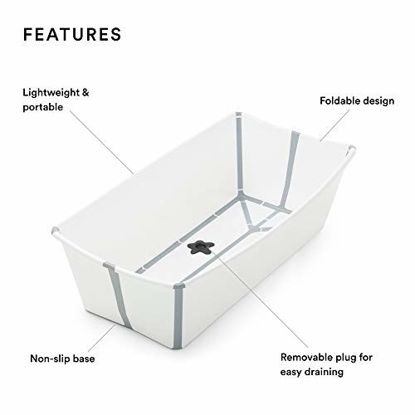 Picture of Stokke Flexi Bath X-Large, White - Spacious Foldable Baby Bathtub - Lightweight & Easy to Store - Convenient to Use at Home or Traveling - Best for Ages 0-6