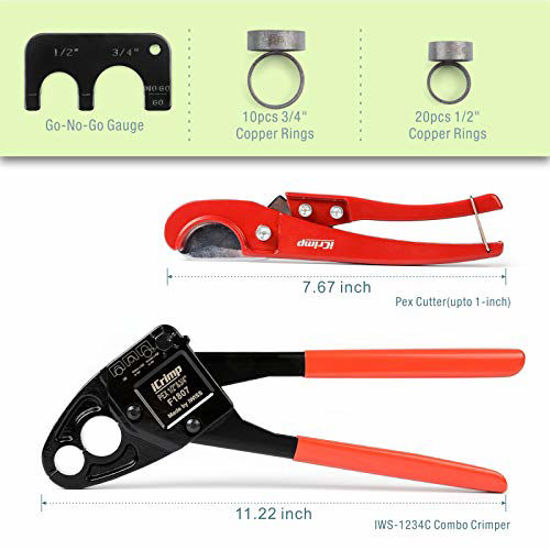 Picture of IWISS Angle Head F1807 PEX Pipe Crimping Tool for Copper Rings - IWS-1234W(1/2&3/4-inchCombo Crimper Kit)