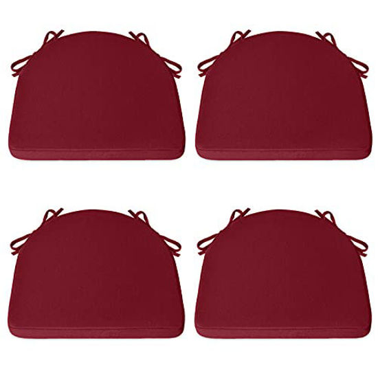 Picture of Shinnwa Chair Cushion with Ties for Dining Chairs [17 x 16.5 Inches] Non Slip Kitchen Dining Chair Pad and Seat Cushion with Machine Washable Cover Set of 4 - Wine Red
