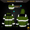 Picture of KwikSafety (Charlotte, NC) ENFORCER Bomber Safety Jacket (DETACHABLE ID Pocket) Class 3 Hi Visibility Water Resistant ANSI OSHA Reflective Hoodie Warm Winter Construction Gear Men | Yellow 3XL